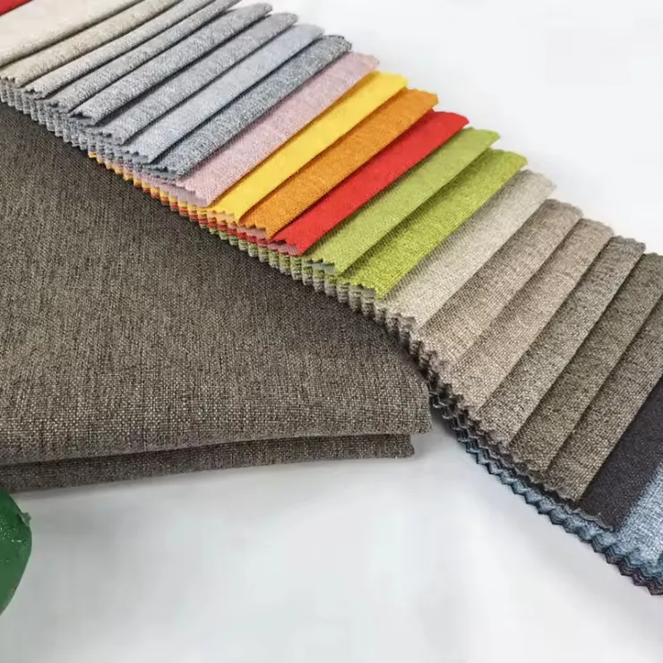 Kain pelapis linen imitasi yang diwarnai dengan benang untuk sofa
